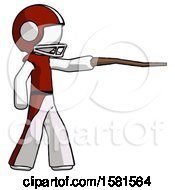 Poster, Art Print Of White Football Player Man Pointing With Hiking Stick