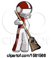 Poster, Art Print Of White Football Player Man Sweeping Area With Broom