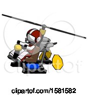 Poster, Art Print Of White Football Player Man Flying In Gyrocopter Front Side Angle Top View