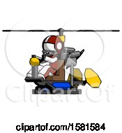 Poster, Art Print Of White Football Player Man Flying In Gyrocopter Front Side Angle View