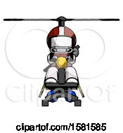 Poster, Art Print Of White Football Player Man Flying In Gyrocopter Front View