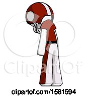 Poster, Art Print Of White Football Player Man Depressed With Head Down Back To Viewer Left