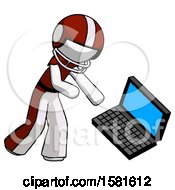 Poster, Art Print Of White Football Player Man Throwing Laptop Computer In Frustration