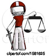 Poster, Art Print Of White Football Player Man Justice Concept With Scales And Sword Justicia Derived