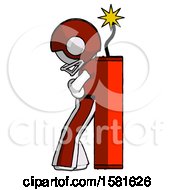 Poster, Art Print Of White Football Player Man Leaning Against Dynimate Large Stick Ready To Blow