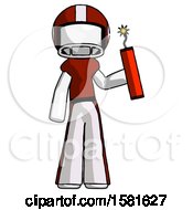 White Football Player Man Holding Dynamite With Fuse Lit