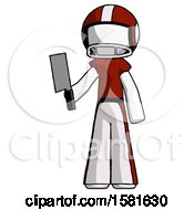 White Football Player Man Holding Meat Cleaver