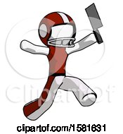 White Football Player Man Psycho Running With Meat Cleaver