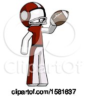 Poster, Art Print Of White Football Player Man Holding Football Up