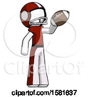 White Football Player Man Holding Football Up