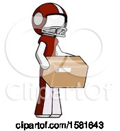 White Football Player Man Holding Package To Send Or Recieve In Mail