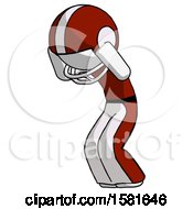 White Football Player Man With Headache Or Covering Ears Turned To His Left