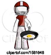 White Football Player Man Frying Egg In Pan Or Wok