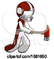 Poster, Art Print Of White Football Player Man With Ax Hitting Striking Or Chopping