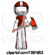Poster, Art Print Of White Football Player Man Holding Red Fire Fighters Ax