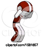 White Football Player Man With Headache Or Covering Ears Turned To His Right