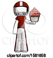 Poster, Art Print Of White Football Player Man Presenting Pink Cupcake To Viewer