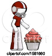 Poster, Art Print Of White Football Player Man With Giant Cupcake Dessert