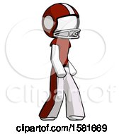 Poster, Art Print Of White Football Player Man Walking Turned Right Front View