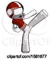 Poster, Art Print Of White Football Player Man Ninja Kick Right