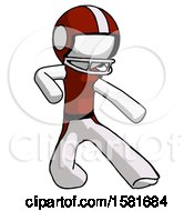 Poster, Art Print Of White Football Player Man Karate Defense Pose Right