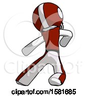 Poster, Art Print Of White Football Player Man Karate Defense Pose Left