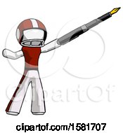 Poster, Art Print Of White Football Player Man Pen Is Mightier Than The Sword Calligraphy Pose