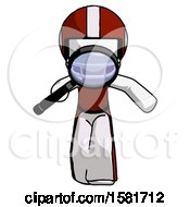 White Football Player Man Looking Down Through Magnifying Glass