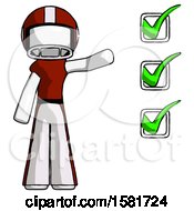Poster, Art Print Of White Football Player Man Standing By List Of Checkmarks