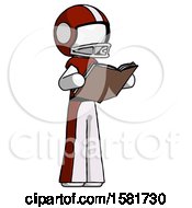 Poster, Art Print Of White Football Player Man Reading Book While Standing Up Facing Away