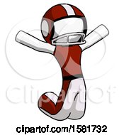 White Football Player Man Jumping Or Kneeling With Gladness
