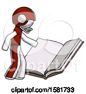 Poster, Art Print Of White Football Player Man Reading Big Book While Standing Beside It