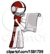 White Football Player Man Holding Blueprints Or Scroll