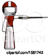 Poster, Art Print Of White Football Player Man Standing With Ninja Sword Katana Pointing Right