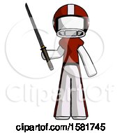 Poster, Art Print Of White Football Player Man Standing Up With Ninja Sword Katana