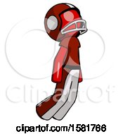 Red Football Player Man Floating Through Air Right