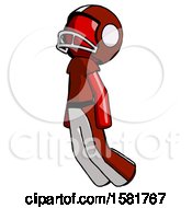 Red Football Player Man Floating Through Air Left