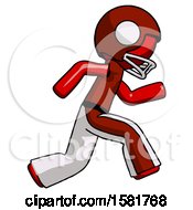 Poster, Art Print Of Red Football Player Man Running Fast Right