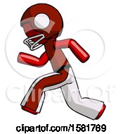 Poster, Art Print Of Red Football Player Man Running Fast Left