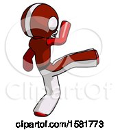 Poster, Art Print Of Red Football Player Man Kick Pose