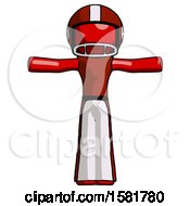 Red Football Player Man T Pose Arms Up Standing