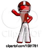 Poster, Art Print Of Red Football Player Man Waving Right Arm With Hand On Hip