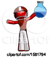 Poster, Art Print Of Red Football Player Man Holding Large Round Flask Or Beaker