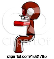 Red Football Player Man Sitting Or Driving Position