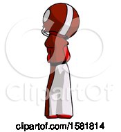 Red Football Player Man Thinking Wondering Or Pondering Rear View