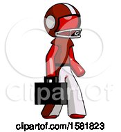 Poster, Art Print Of Red Football Player Man Walking With Briefcase To The Right