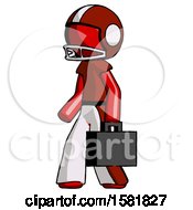 Poster, Art Print Of Red Football Player Man Walking With Briefcase To The Left