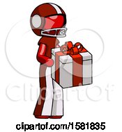 Poster, Art Print Of Red Football Player Man Giving A Present