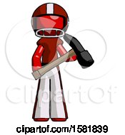 Poster, Art Print Of Red Football Player Man Holding Hammer Ready To Work