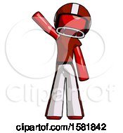 Poster, Art Print Of Red Football Player Man Waving Emphatically With Right Arm